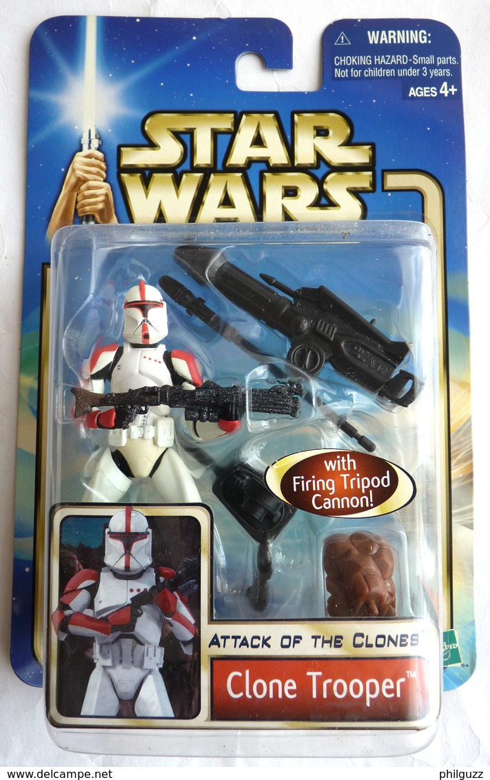 STAR WARS 2002 BLISTER ATTACK OF THE CLONE FIGURINE  CLONE TROOPER WITH FIRING TRIPOD CANNON (1) Blister US - Episodio II