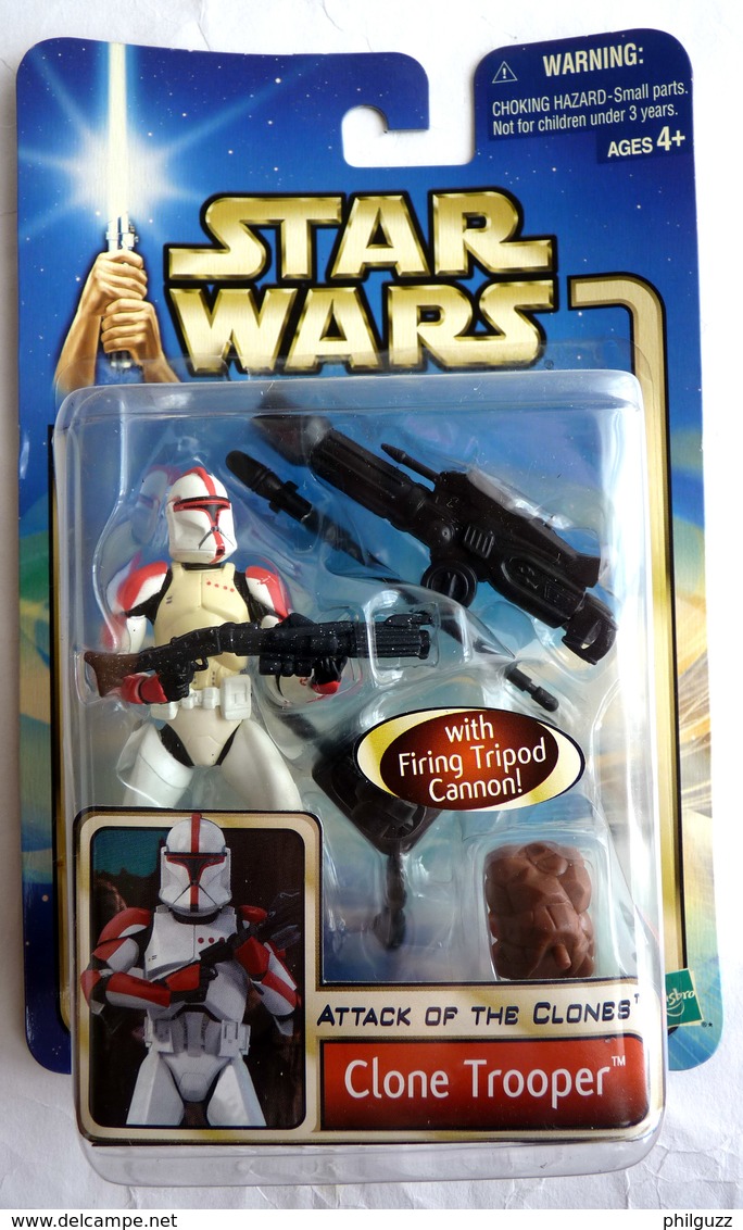 STAR WARS 2002 BLISTER ATTACK OF THE CLONE FIGURINE  CLONE TROOPER WITH FIRING TRIPOD CANNON (2) Blister US - Episodio II