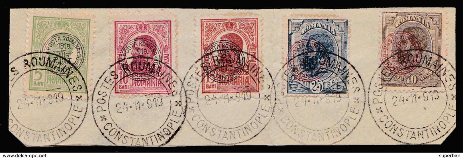 COVER FRAGMENT / FRAGMENT : POSTES ROUMAINES à CONSTANTINOPLE / ROMANIAN POST In CONSTANTINOPLE ~ 1919 - RRR ! (ab921) - Levant (Turquie)