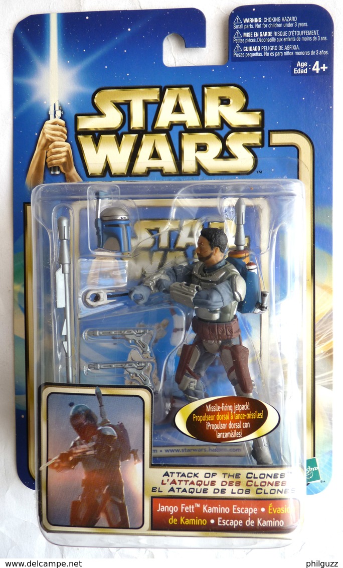 Figurine STAR WARS 2002 BLISTER ATTACK OF THE CLONE FIGURINE  JANGO FETT Evasion De Kamino (1) Blister EU - Episode II