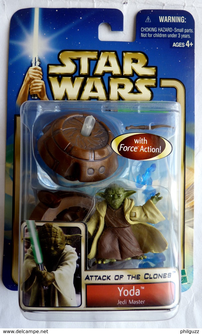 STAR WARS 2002 BLISTER ATTACK OF THE CLONE FIGURINE  YODA Jedi Master Blister US - Episodio II