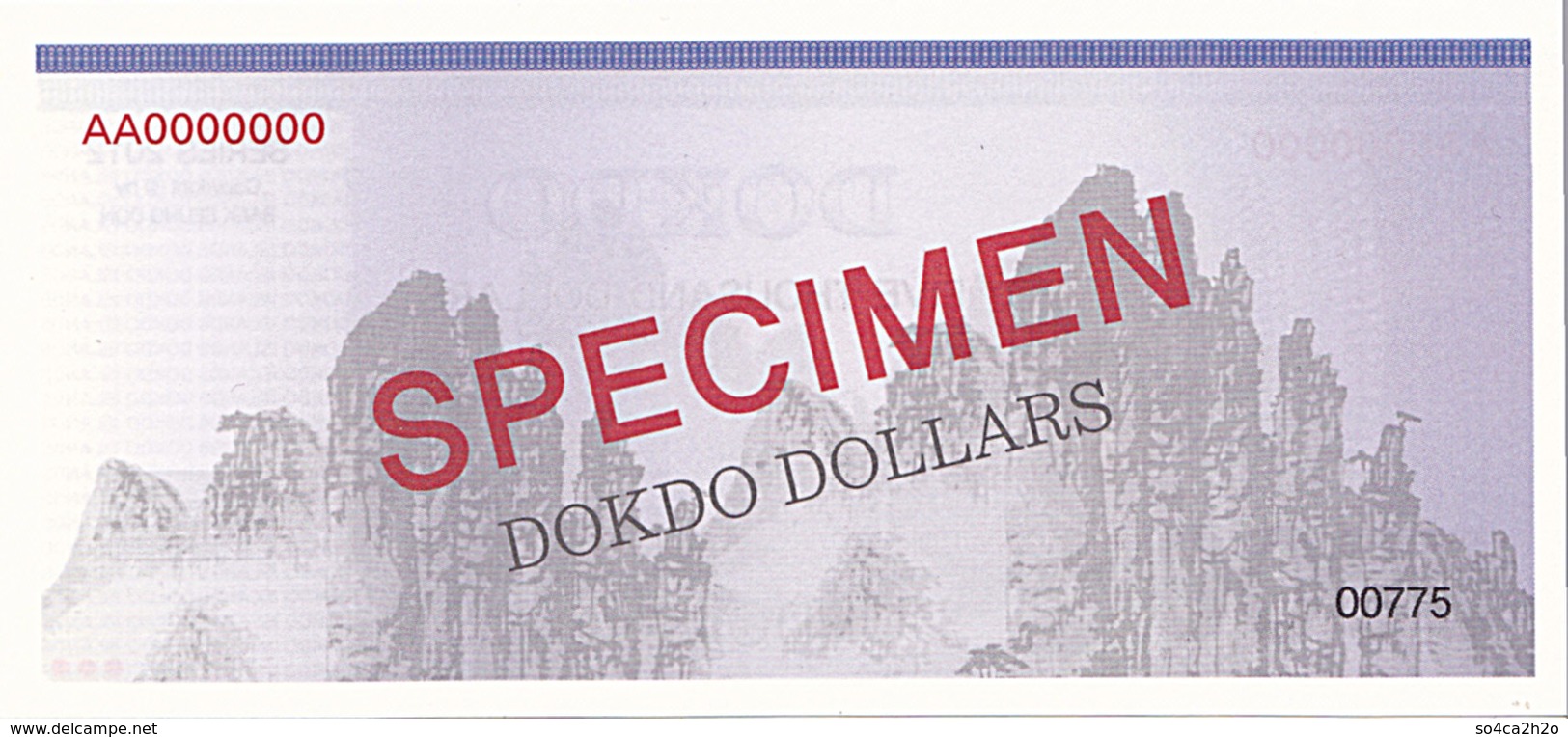 Specimen Île DOKDO Corée 5 000 Dollars 2012 UNC - Ficción & Especímenes