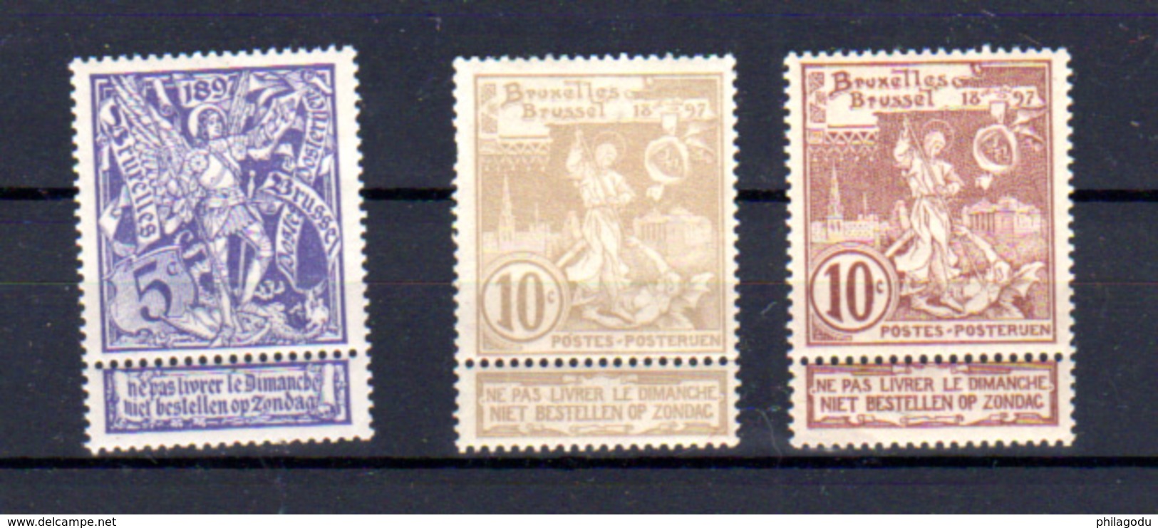 1896   Belgique, Expo De Bruxelles, St Michel, 71 / 73**, Cote 25 €, - 1894-1896 Exhibitions