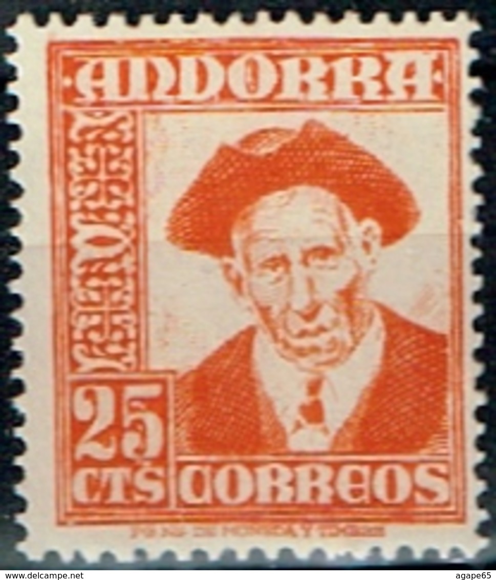 ANDORRA,25 CTS,1953,** - Oblitérés