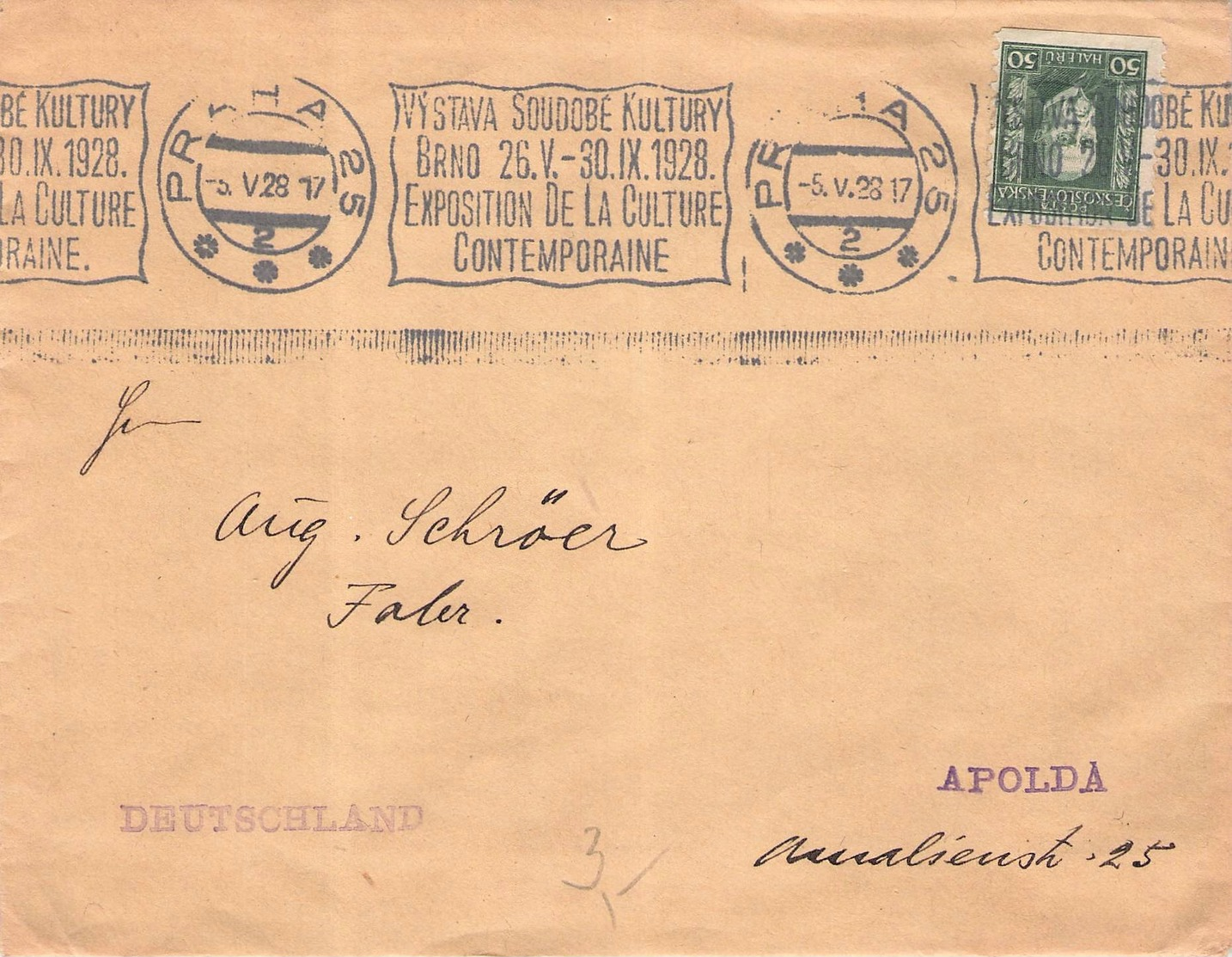 CZECHOSLOVAKIA - LETTER 1928 PRAHA -> APOLDA/GERMANY - Briefe U. Dokumente