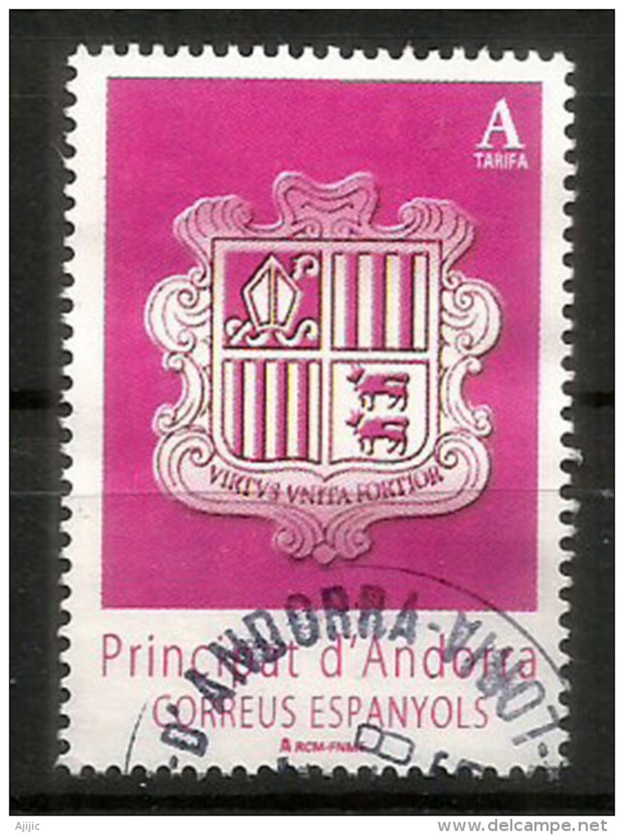 Nouveau Blason D'Andorre Sur Timbre 2015,  Un Timbre Oblitéré, 1 ère Qualité, Cachet Rond. AND.ESP - Used Stamps