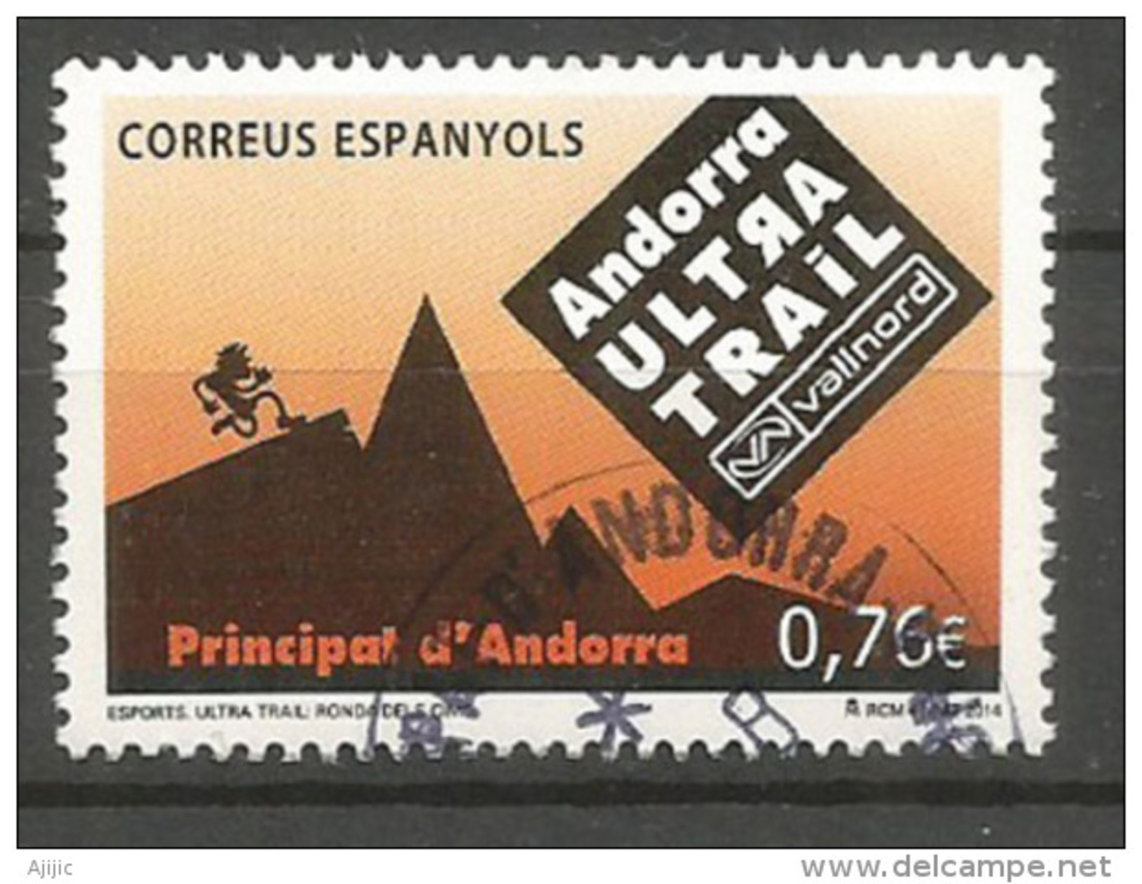 Andorra Ultra Trail Vallnord, Un Timbre Oblitéré, 1 ère Qualité, Cachet Rond - Used Stamps