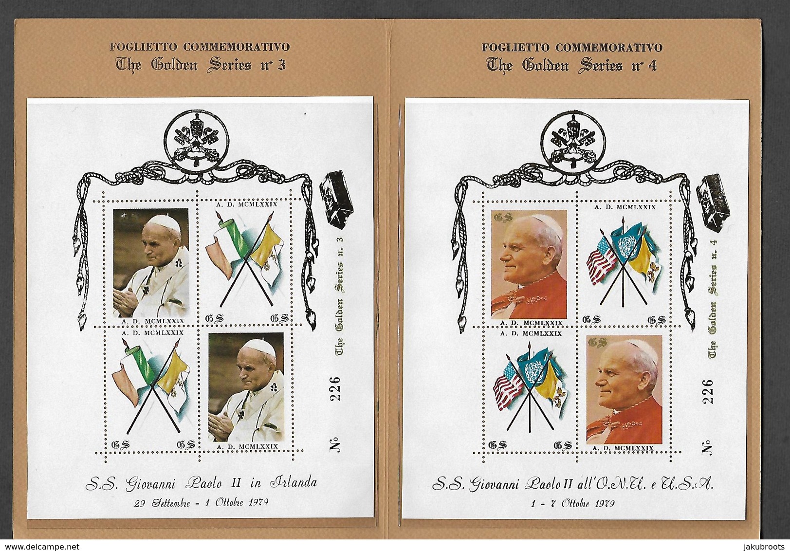 1979. FOUR  PAGE  SPECIAL  FOLDER  POPE  JOHN  PAUL  II VISIT  TO  IRLAND . - Blocs-feuillets