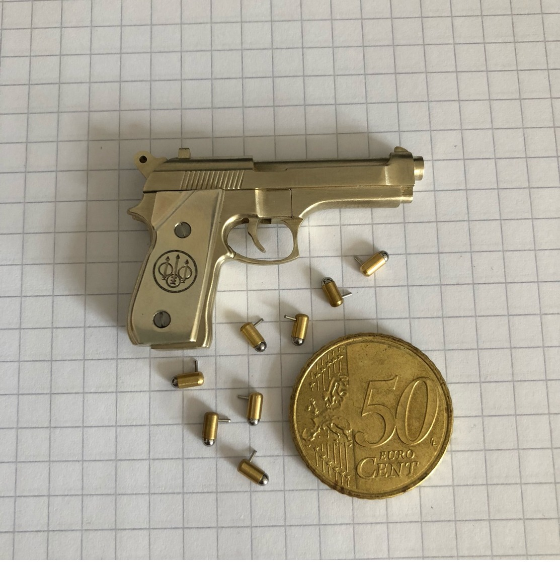 Beretta Pistol - 2mm Pinfire - Miniature Gun - Cap Gun - Action Model - Scale 1:5 - Autres & Non Classés