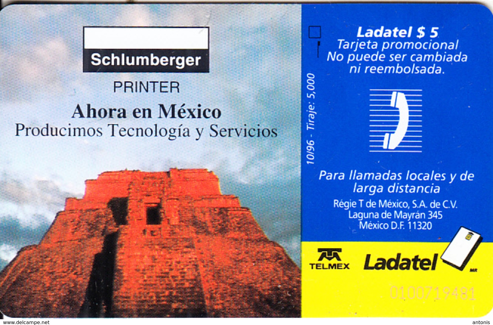 MEXICO - Schlumberger, Tirage 5000, 10/96, Used - Mexico