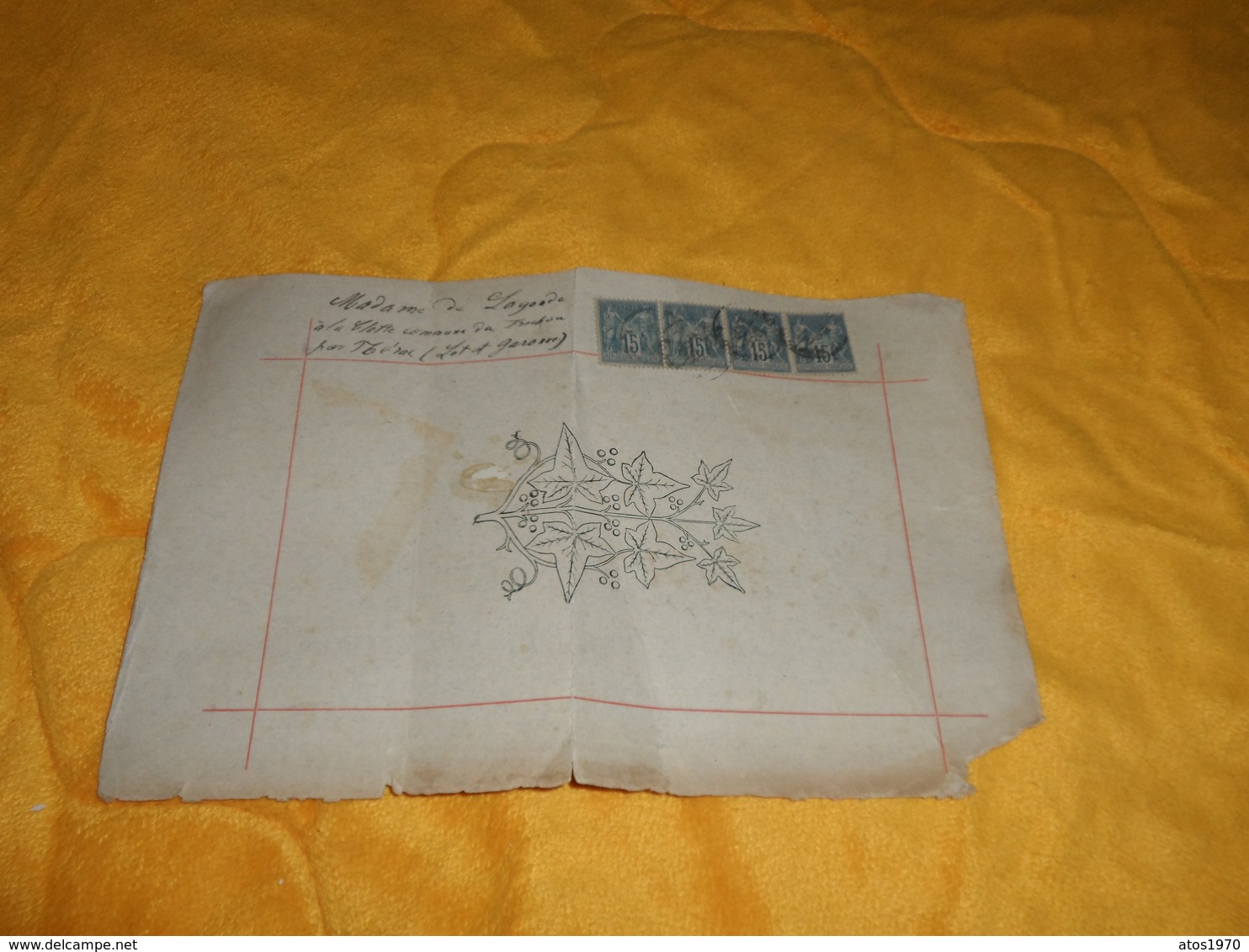 DEVANT COUVERTURE LETTRE ANCIENNE DATE ?. / LA CLOTTE ?. COMMUNE DU FRECHOU LOT ET GARONNE...CACHETS + TIMBRES X4.. - 1877-1920: Semi Modern Period