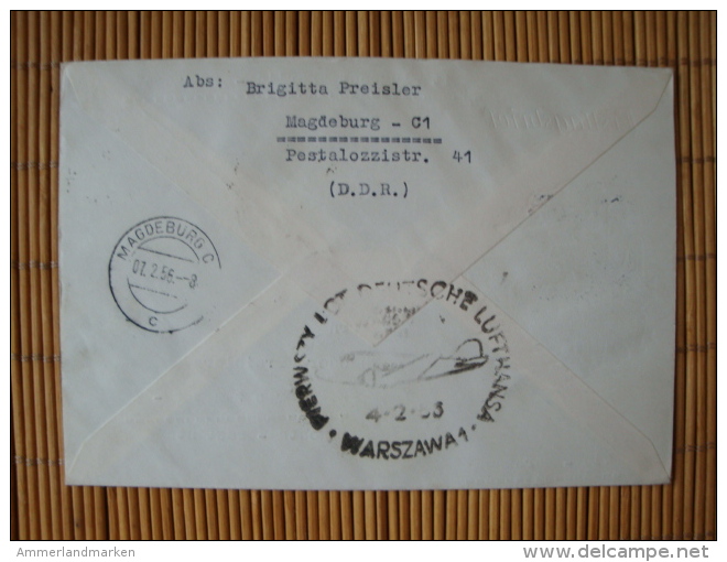 DDR, Flugpostbeleg Einschreiben, Mi-Nr. 512/5 + Zusatzfr., Berlin-Warschau, 4.2.56 - Autres & Non Classés