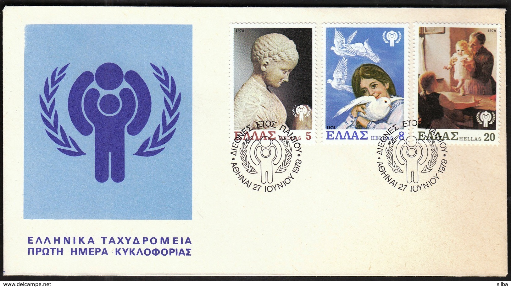 Greece 1979 / International Year Of The Child  / Doves, Children, Monument / FDC - Other & Unclassified