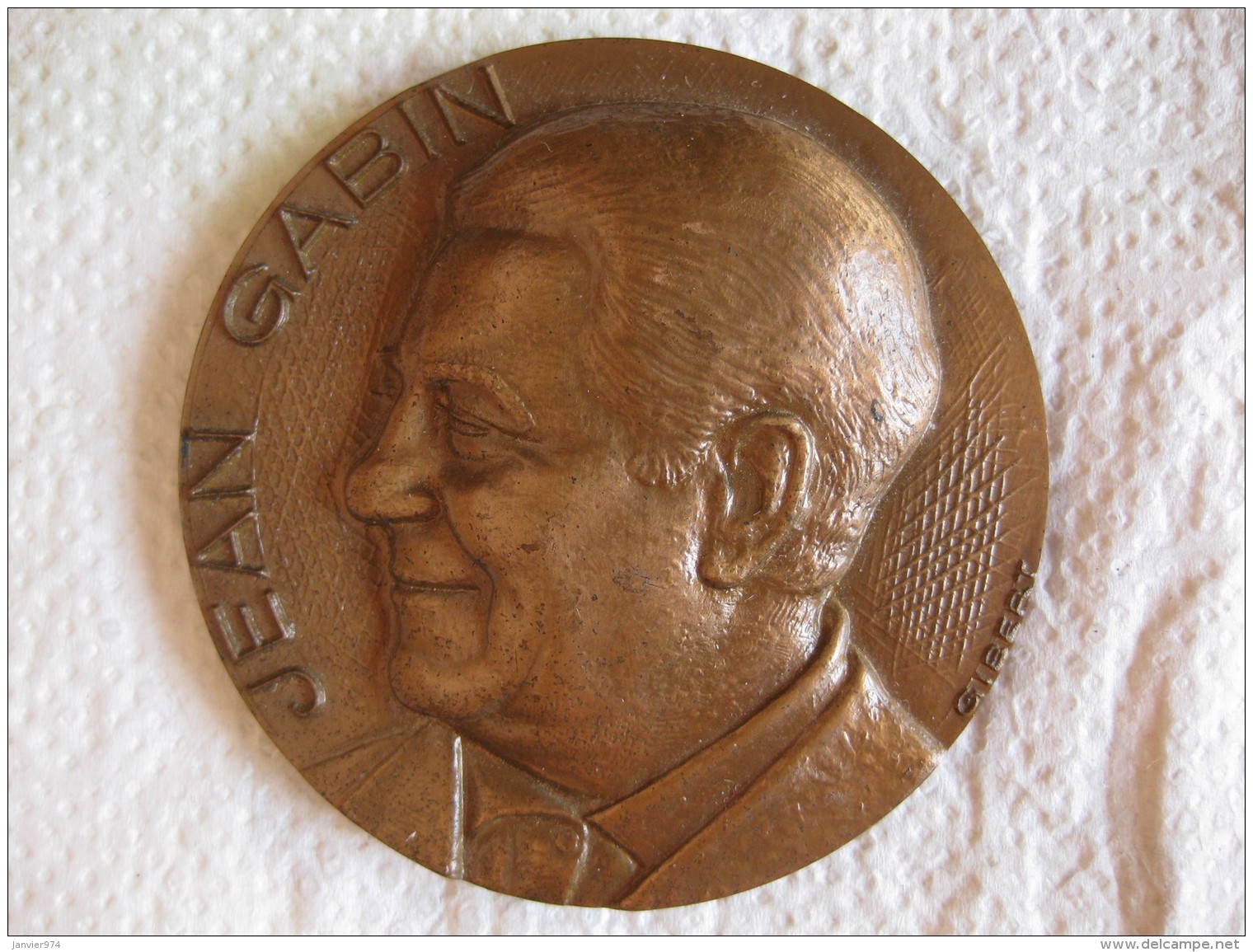 Médaille En Bronze 1966. Jean GABIN Acteur Et 7 Titres De Films, Signée Lucien GIBERT - Autres & Non Classés