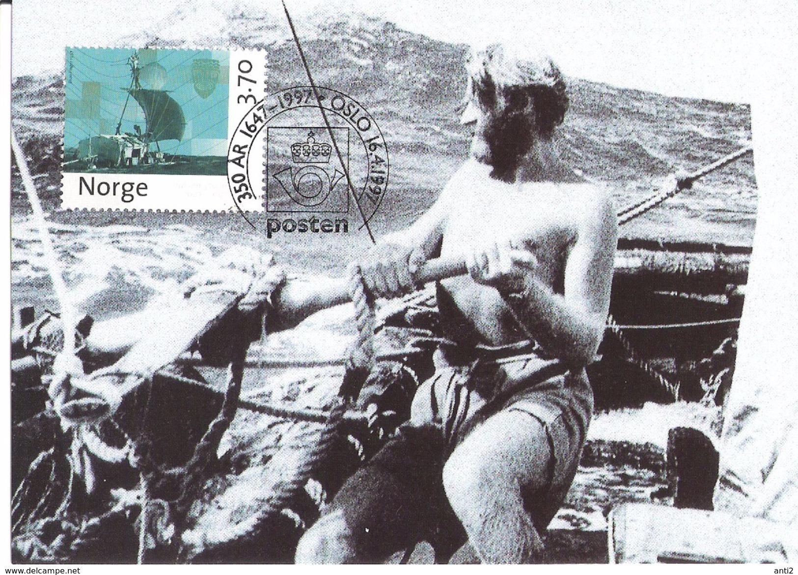 Norge Norway 1997 Thor Heyerdahl, Kon-Tiki Fleet MK 2-97   Mi 1250, Maximumcard - Maximum Cards & Covers