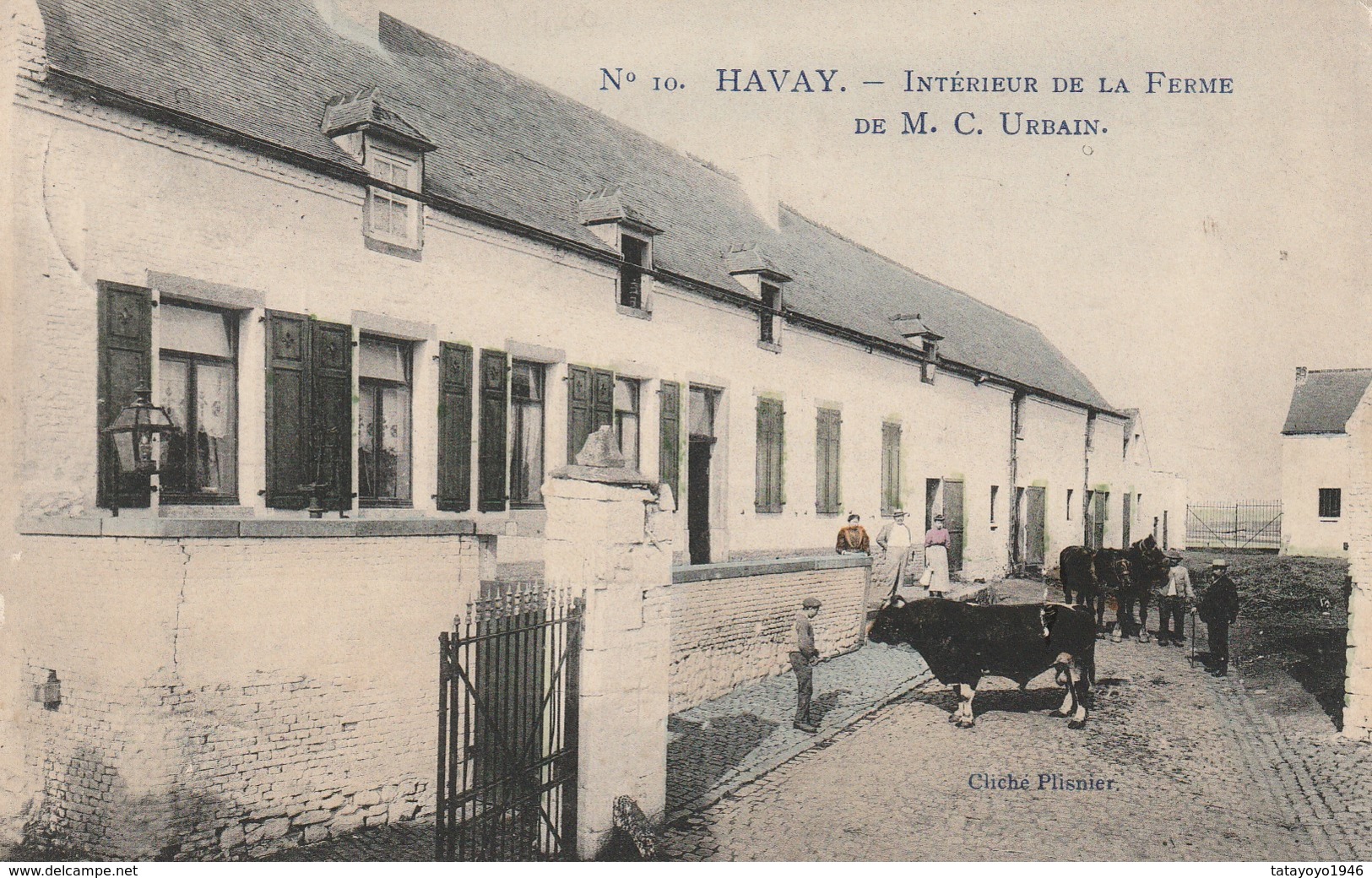 Havay  Intérieur De La Ferme De M.C.Urbain Carte Colorisée Circulé En 192???? - Quévy