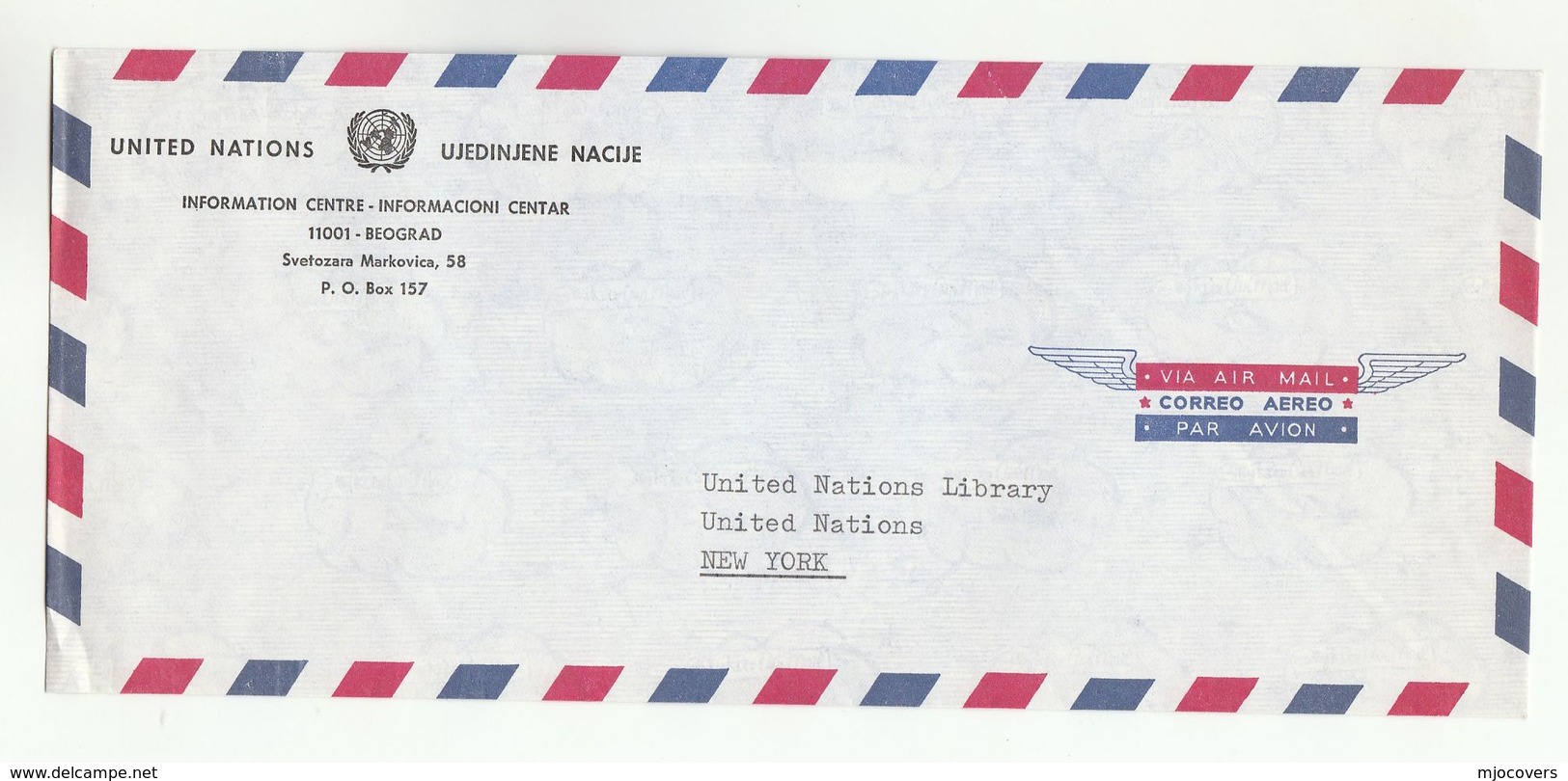 UN In YUGOSLAVIA UNIC BEOGRAD COVER To UN NY USA United Nations - Covers & Documents