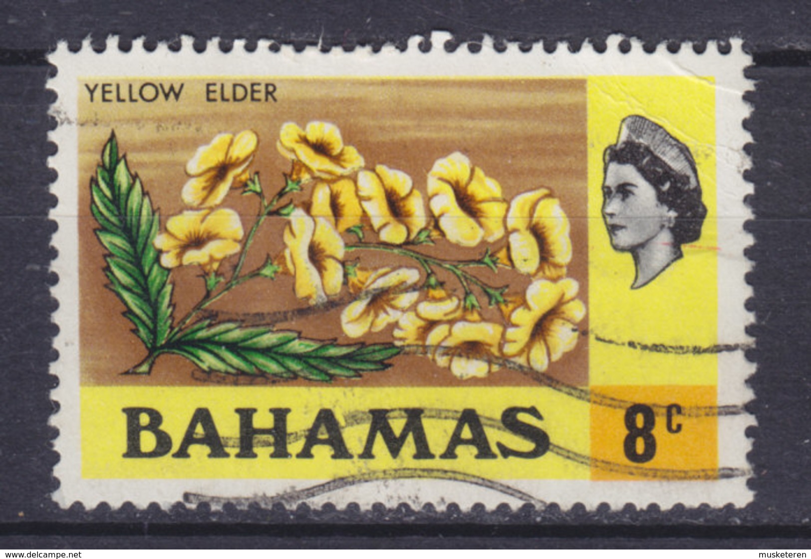 Bahamas 1971 Mi. 323 X II   8c. Yellow Elder Wz. 5 Liegend - Bahamas (1973-...)