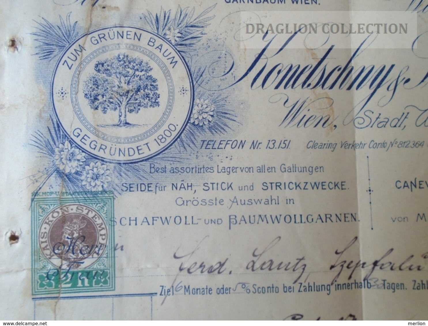 DC57.2  Konetschny & Schobers -Wien Wildpretmarkt 8 - Zum Grünen Baum - Gegründet 1800  - Lot Of 3 Invoices Faktura 1913 - Autriche