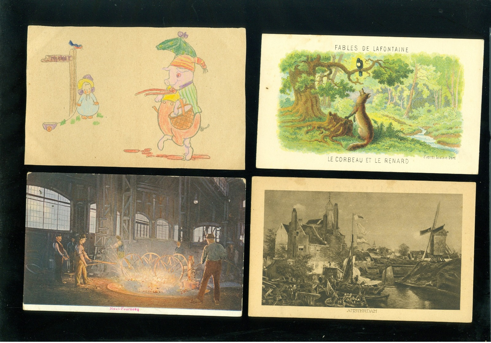 Beau lot de 60 cartes postales de fantaisie   Mooi lot 60 postkaarten van fantasie -  60 scans