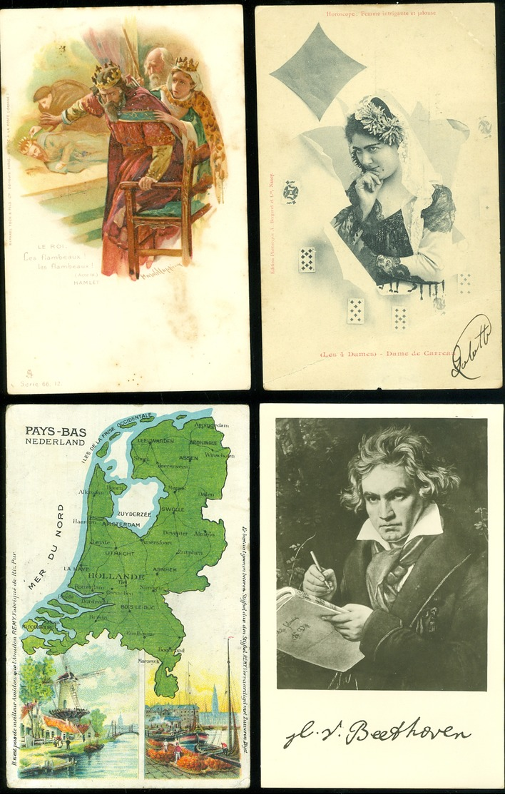 Beau lot de 60 cartes postales de fantaisie   Mooi lot 60 postkaarten van fantasie -  60 scans