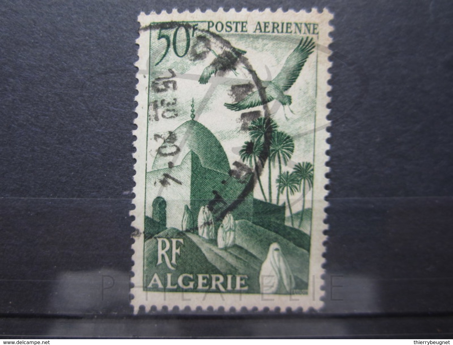 VEND BEAU TIMBRE DE POSTE AERIENNE D ' ALGERIE N° 9 , CACHET " ORAN R.P. " !!! (b) - Poste Aérienne