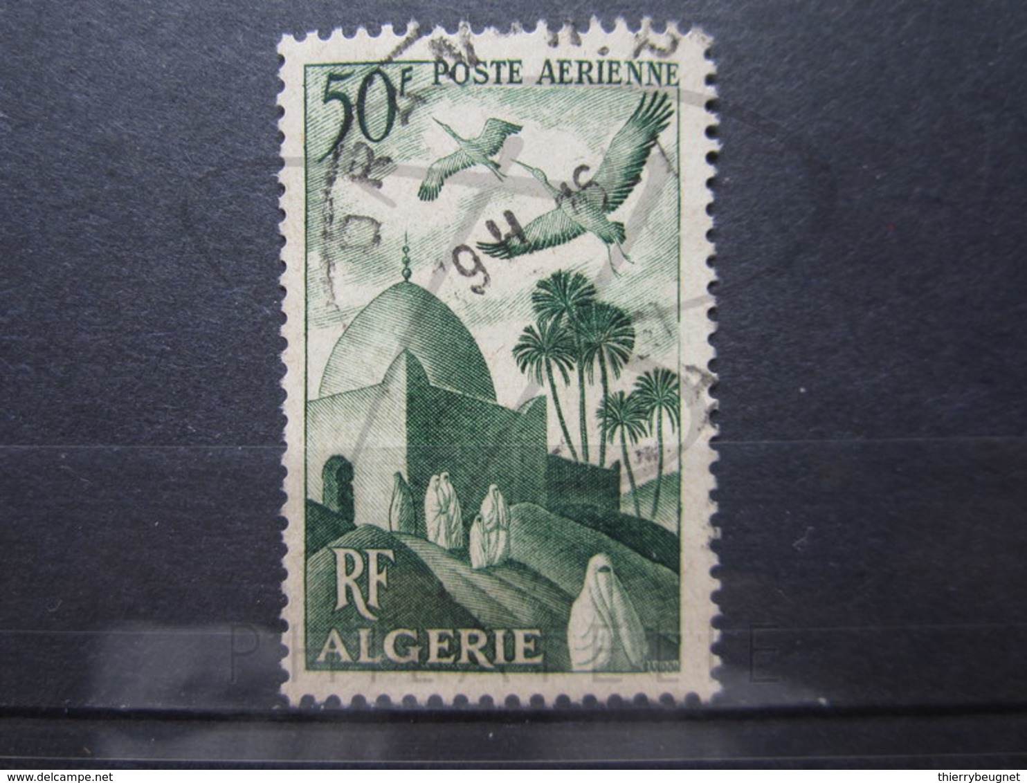 VEND BEAU TIMBRE DE POSTE AERIENNE D ' ALGERIE N° 9 , CACHET " ORAN R.P. " !!! (c) - Aéreo