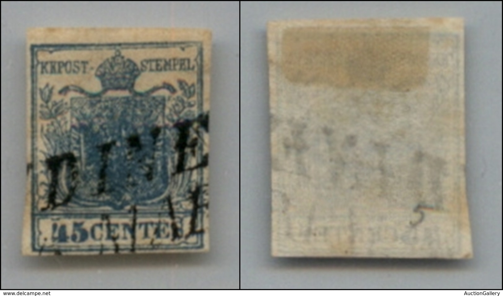 20024 ANTICHI STATI - LOMBARDO VENETO - 1850 - 45 Cent Azzurro (10) - I Tipo - Usato (80) - Altri & Non Classificati