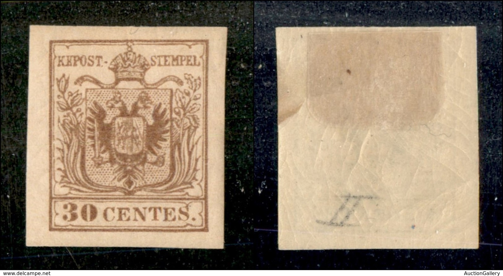 20074 ANTICHI STATI - LOMBARDO VENETO - 1870 – Ristampa Del 30 Cent (R4) – Gomma Originale – Grandi Margini – Molto Bell - Autres & Non Classés