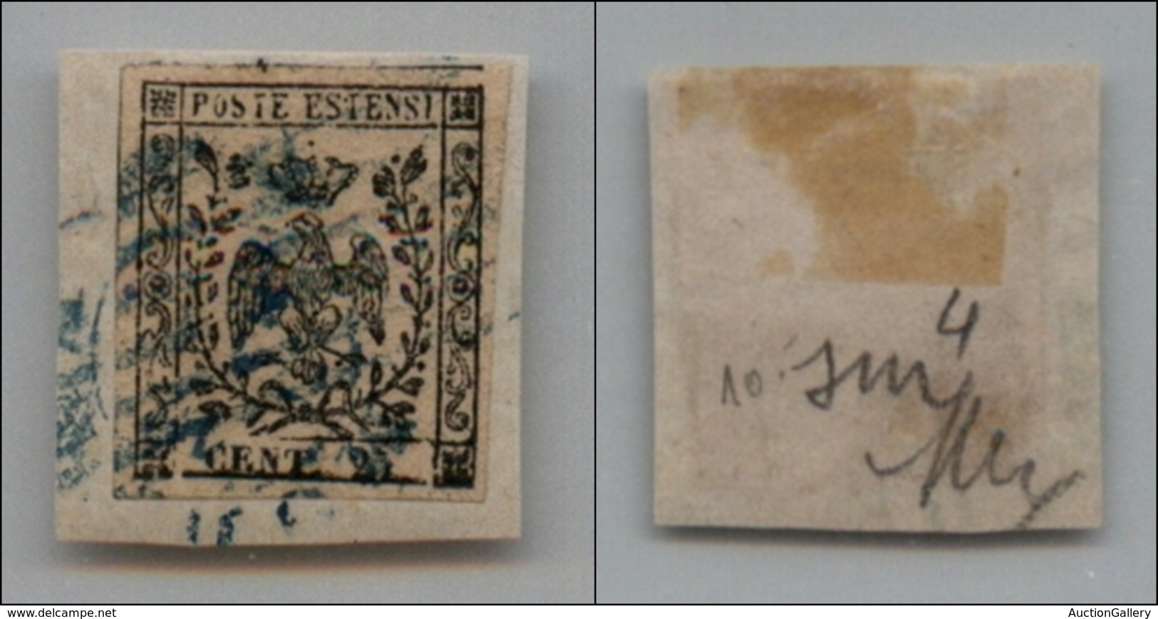 20100 ANTICHI STATI - MODENA - 1852 - 25 Cent Camoscio Chiarissimo Rosaceo (4b) Su Frammento (90+) - Sonstige & Ohne Zuordnung
