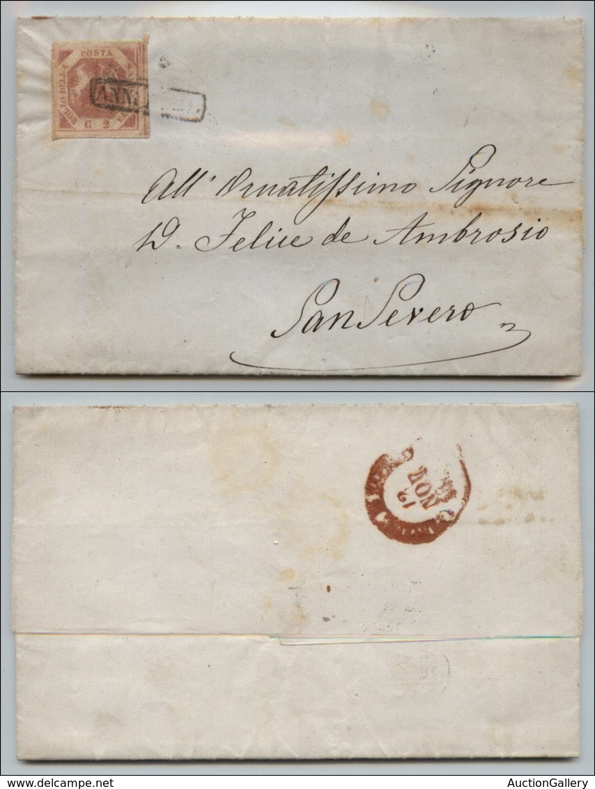 20121 ANTICHI STATI - NAPOLI - 2 Grana Rosa (5) - Lettera Da Napoli A S. Severo Del 12.11.60 - Molto Bella - Sonstige & Ohne Zuordnung