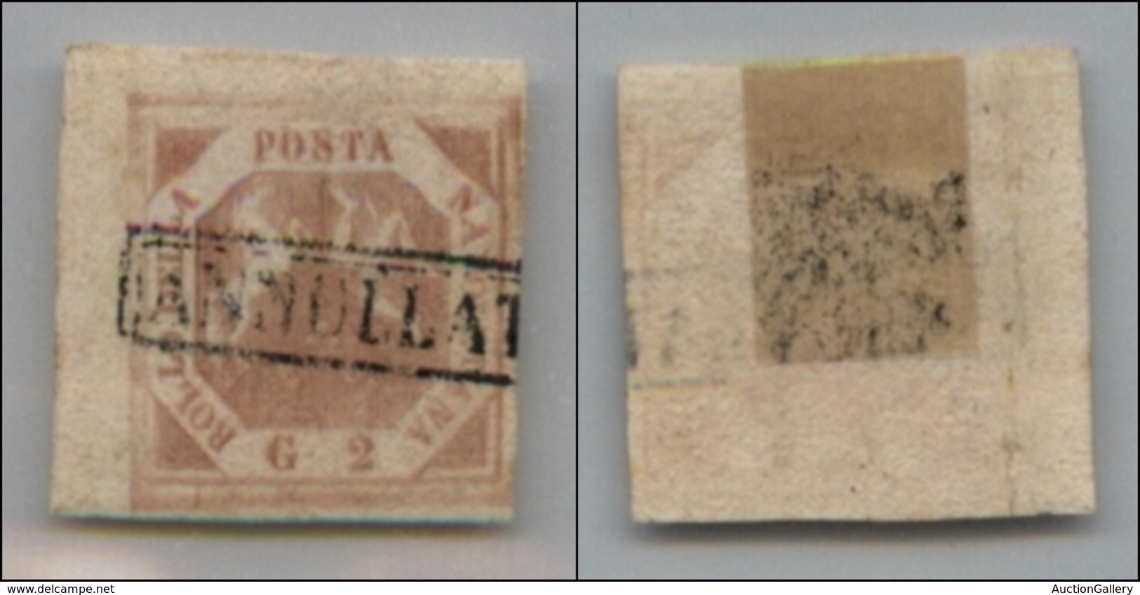 20124 ANTICHI STATI - NAPOLI - 1858 - 2 Grana Rosa Brunastro (5c) Angolo Di Foglio Posizione 1 – Usato - Autres & Non Classés