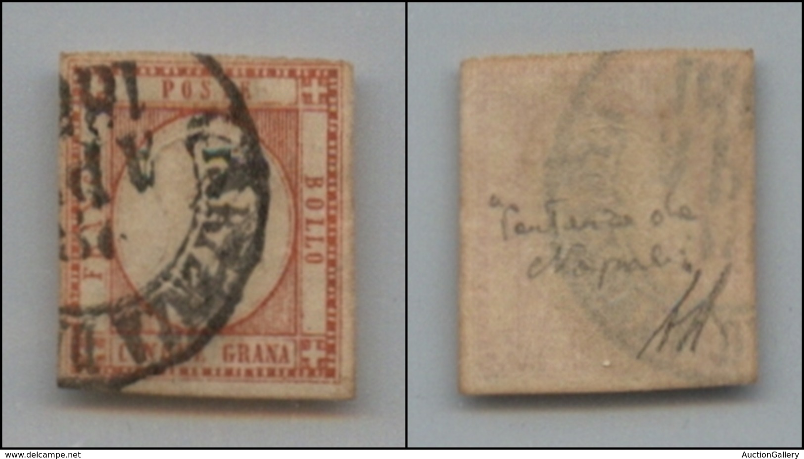 20152 ANTICHI STATI - PROVINCE NAPOLETANE - 1861 - 5 Grana Vermiglio (21a) Annullato "Partenza Da Napoli" (275) - Sonstige & Ohne Zuordnung