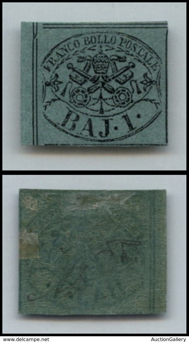 20189 ANTICHI STATI - PONTIFICIO - 1864 - 1 Baj Verde Scuro (2B) Bordo Di Foglio - Nuovo Con Gomma (220+) - Andere & Zonder Classificatie