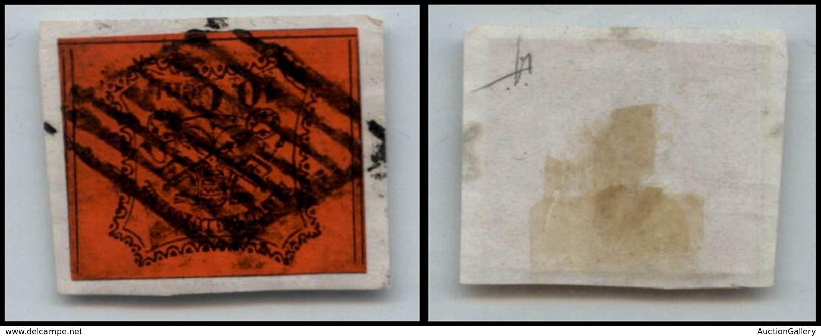20210 ANTICHI STATI - PONTIFICIO - 1867 - 10 Cent Vermiglio Arancio (17) Su Frammento (215) - Sonstige & Ohne Zuordnung