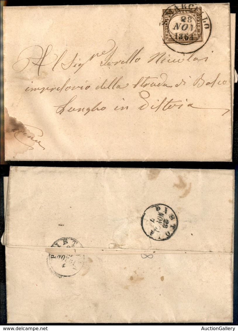 20255 ANTICHI STATI - SARDEGNA - S. Marcello (P.ti 4) - 10 Cent (14Cm) Preciso In Basso - Lettera Per Pistoia Del 28.11. - Autres & Non Classés