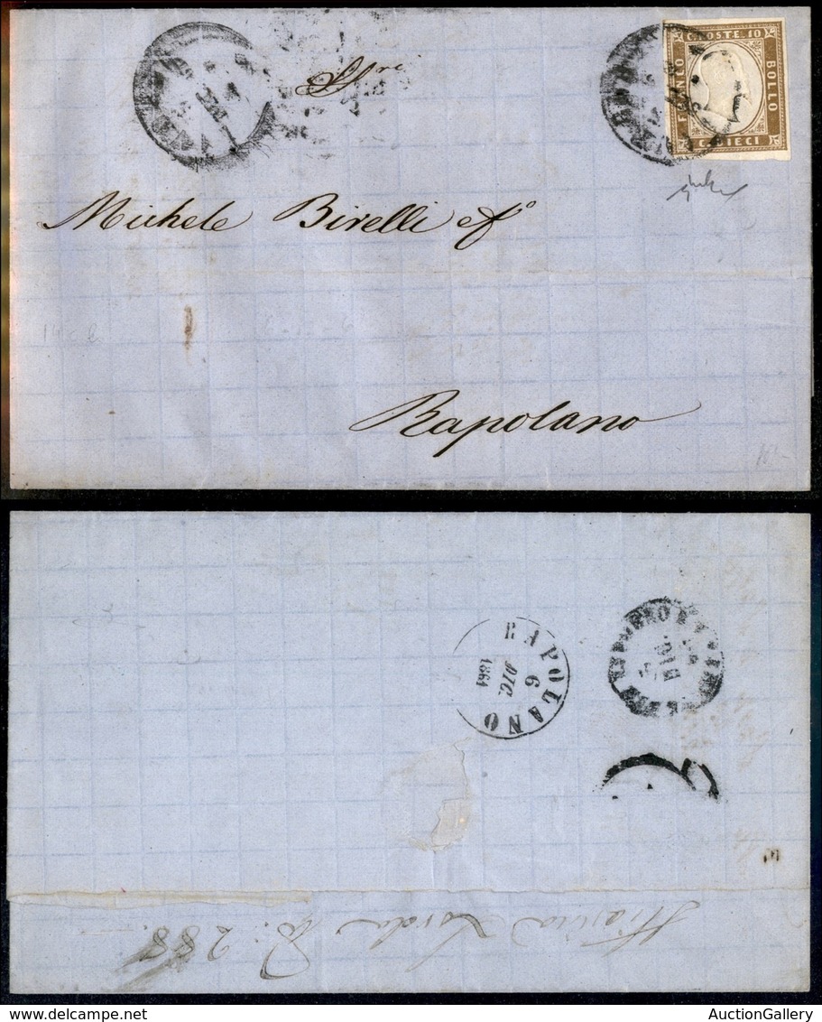 20257 ANTICHI STATI - SARDEGNA - 10 Cent (14Co) - Lettera Da Livorno A Rapolano Del 5.12.61 - Chiavarello (300) - Andere & Zonder Classificatie