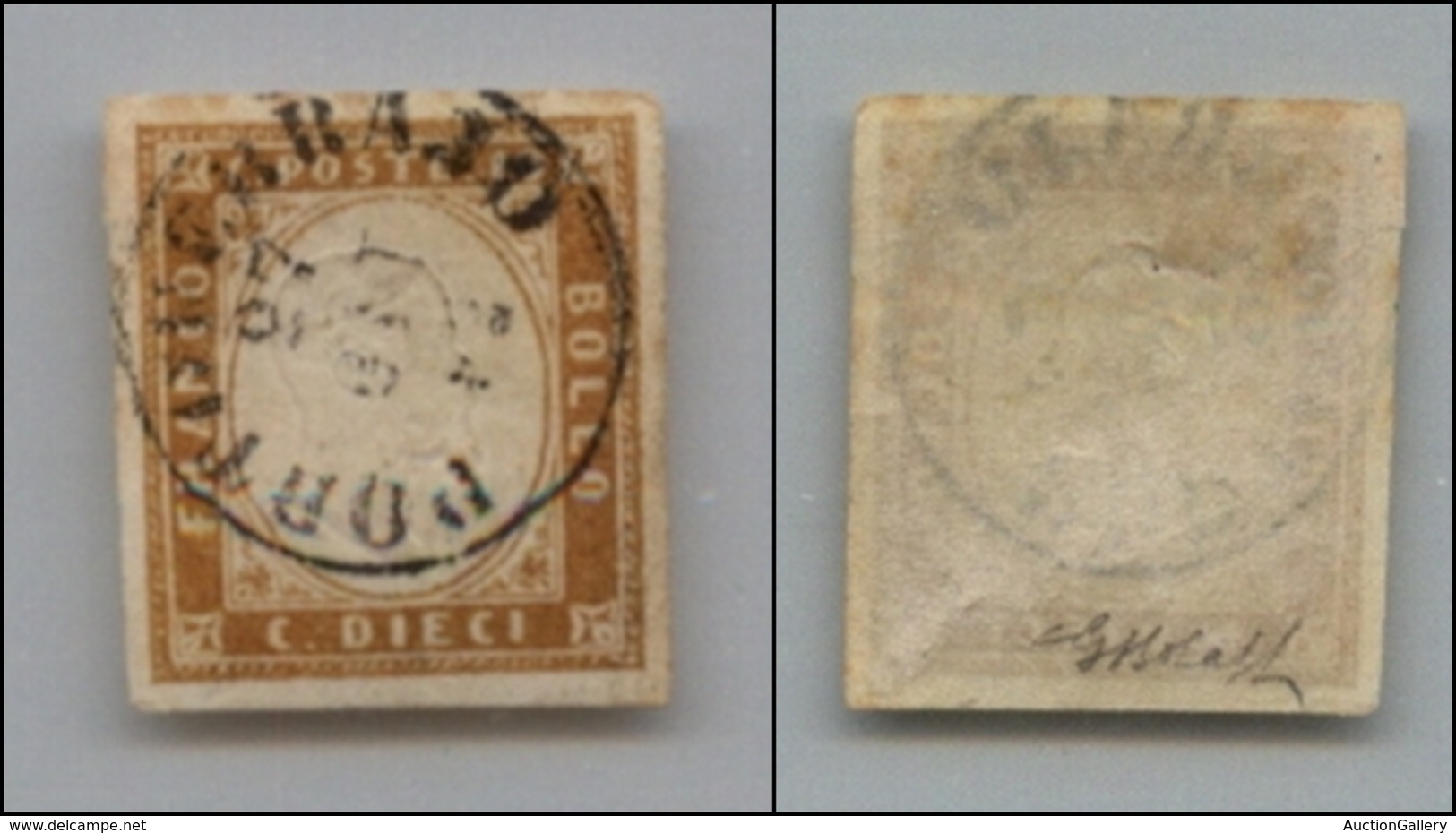 20264 ANTICHI STATI - SARDEGNA - 1862 - 10 Cent (14Dd) Usato A Portoferraio - G.Bolaffi - Autres & Non Classés