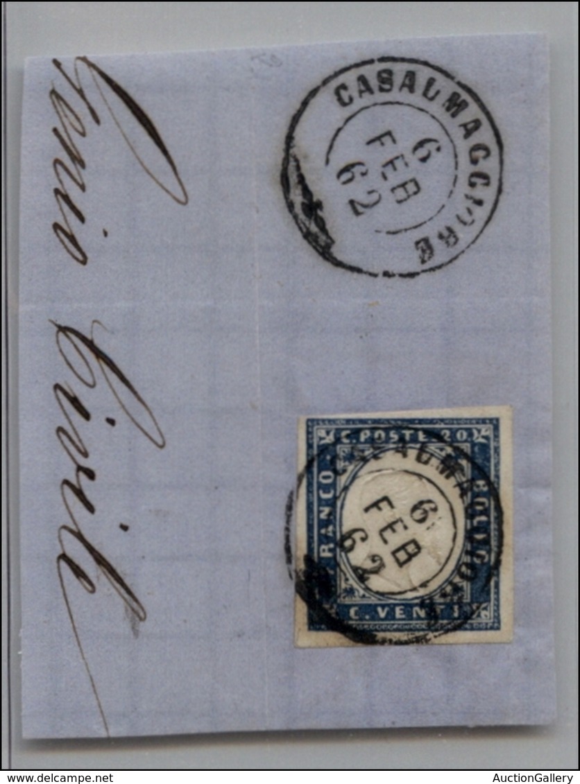 20296 ANTICHI STATI - SARDEGNA - Casalmaggiore 6.2.62 - 20 Cent (15Dc) Su Frammento - Sonstige & Ohne Zuordnung