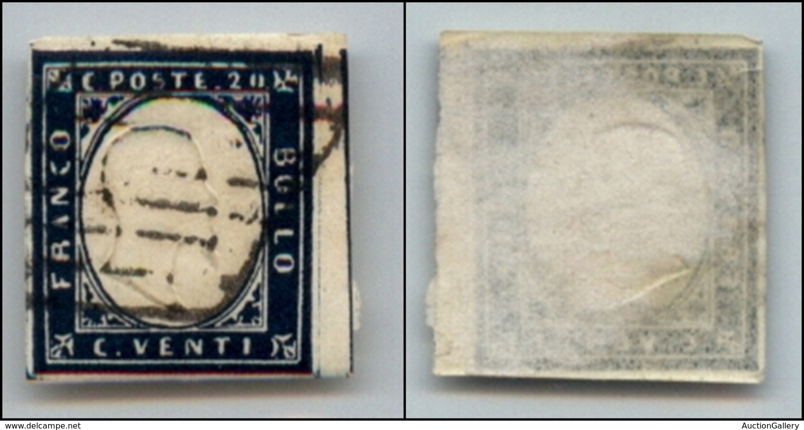 20300 ANTICHI STATI - SARDEGNA - 1862 - 20 Cent Indaco (15E) - Ampio Margine A Destra - Usato (70) - Andere & Zonder Classificatie