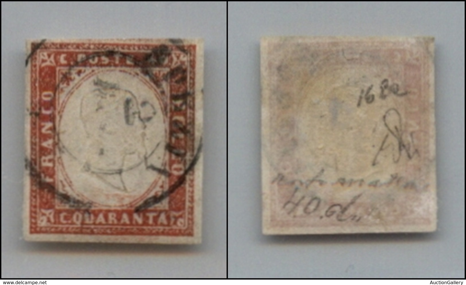 20310 ANTICHI STATI - SARDEGNA - 1859 - 40 Cent Vermiglio Mattone (16Ba) Usato (600) - Autres & Non Classés