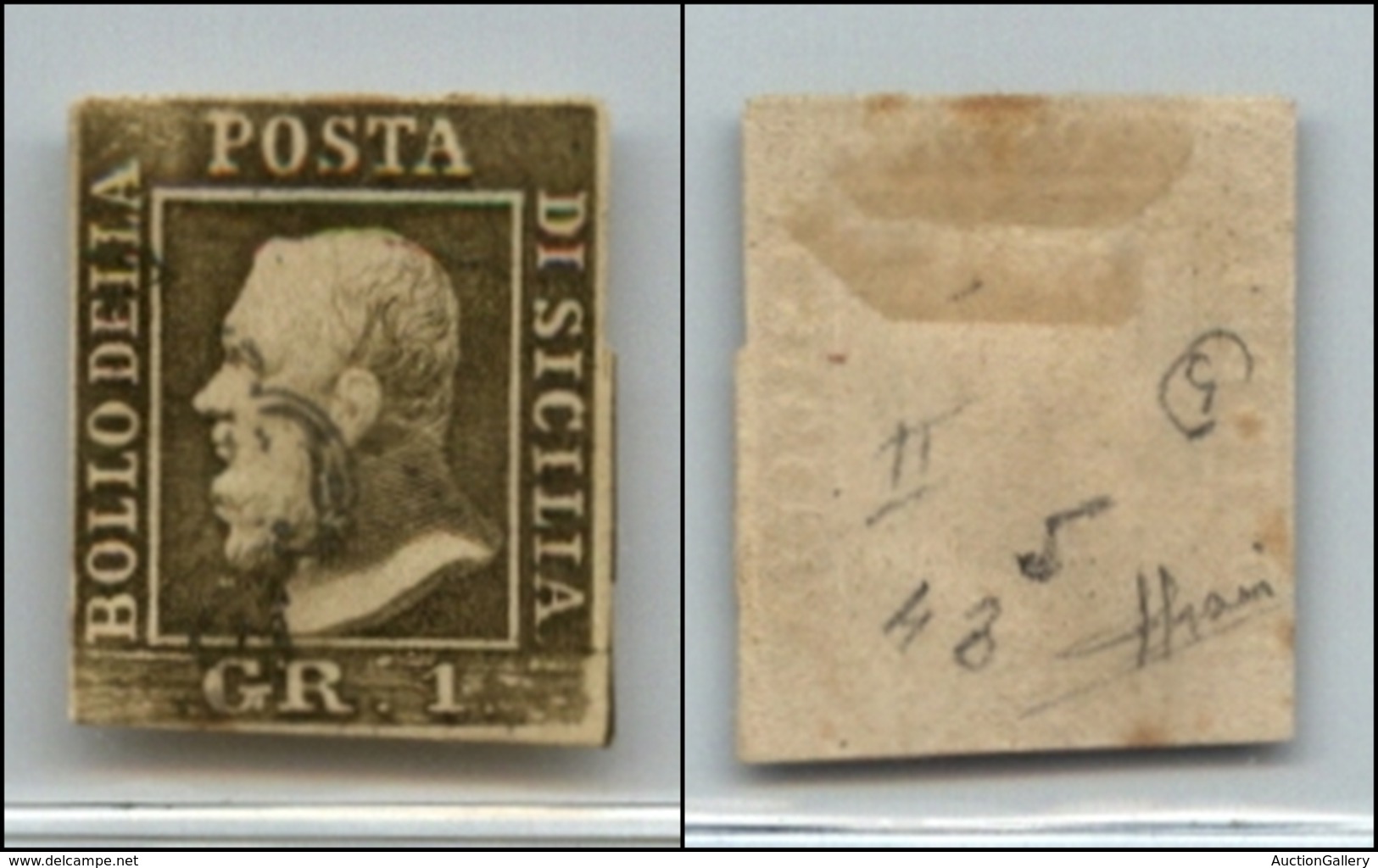 20329 ANTICHI STATI - SICILIA - 1859 - 1 Grano Bruno Oliva (4b) Usato (300) - Sonstige & Ohne Zuordnung