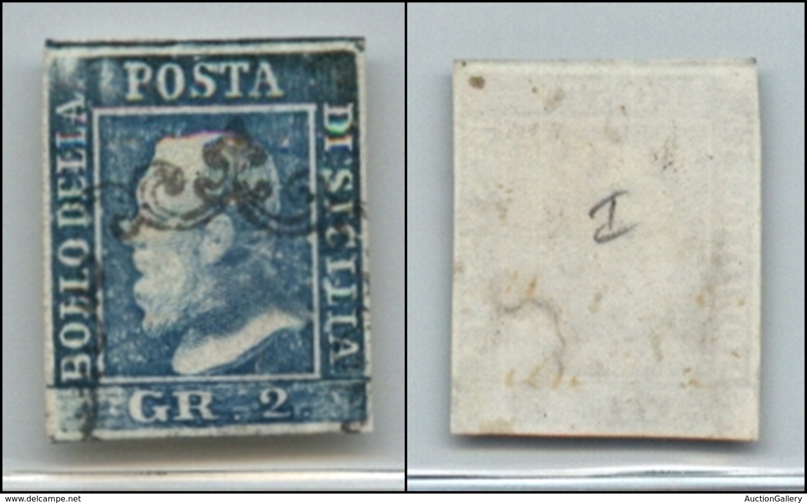 20339 ANTICHI STATI - SICILIA - 1859 - 2 Grana Azzurro (6) Usato (220) - Sonstige & Ohne Zuordnung