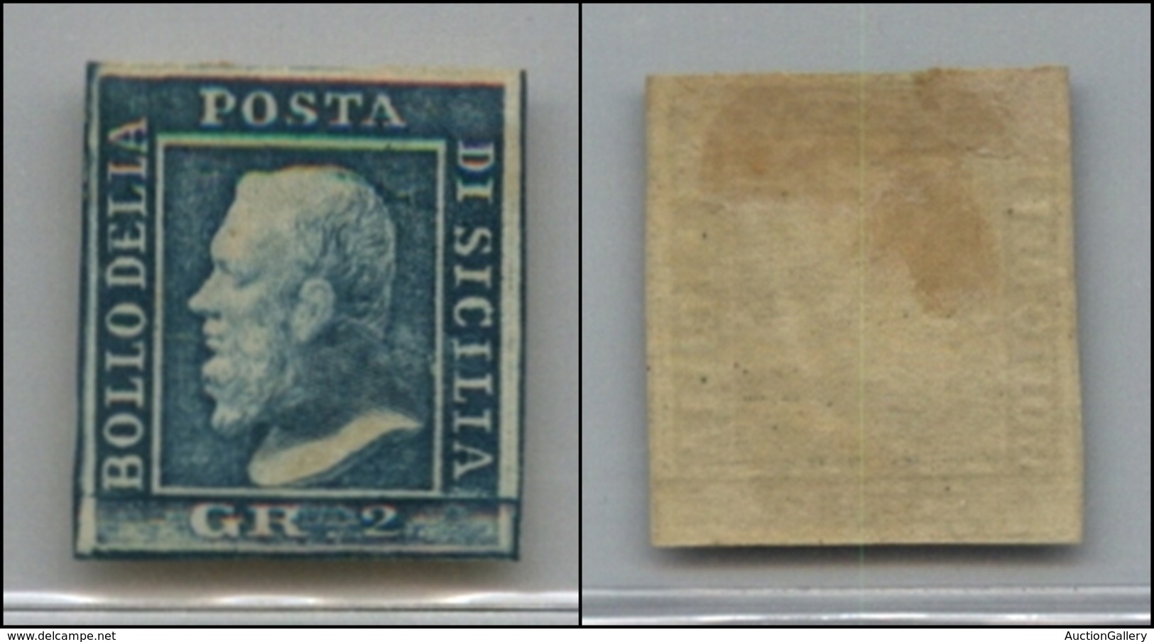 20342 ANTICHI STATI - SICILIA - 1859 - 2 Grana Azzurro (8) Terza Tavola - Nuovo Con Gomma - Ottimi Margini - Molto Bello - Autres & Non Classés