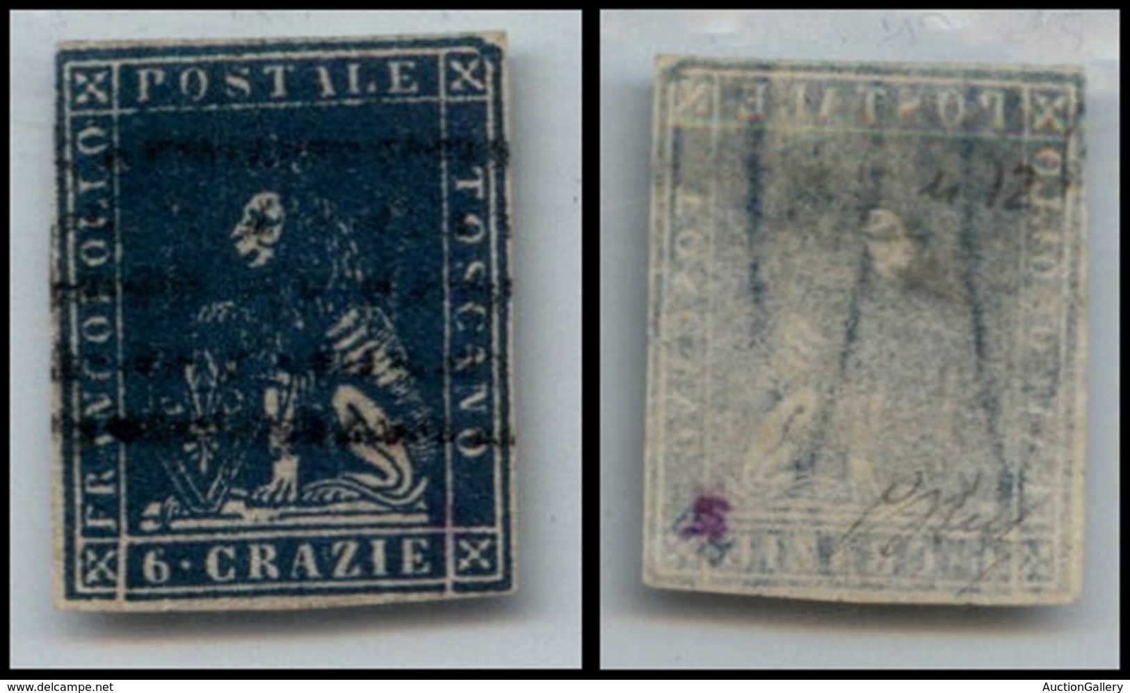 20396 ANTICHI STATI - TOSCANA - 1857 - 6 Crazie Azzurro (15) Con Ottimi Margini - Molto Bello (425+) - Autres & Non Classés