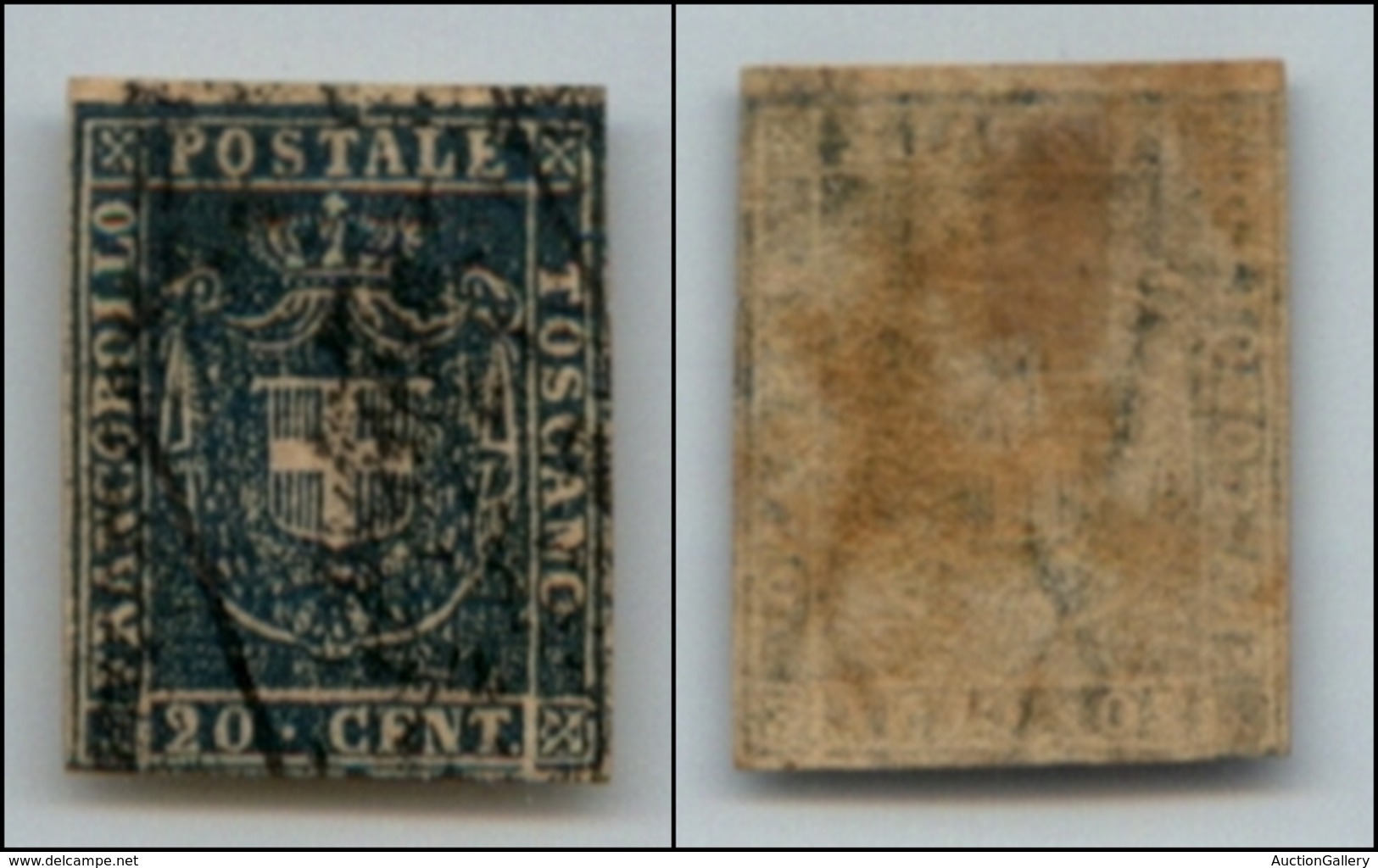 20429 ANTICHI STATI - TOSCANA - GOVERNO PROVVISORIO - 1860 - 20 Cent Azzurro (20) Ben Marginato - Usato (275) - Autres & Non Classés