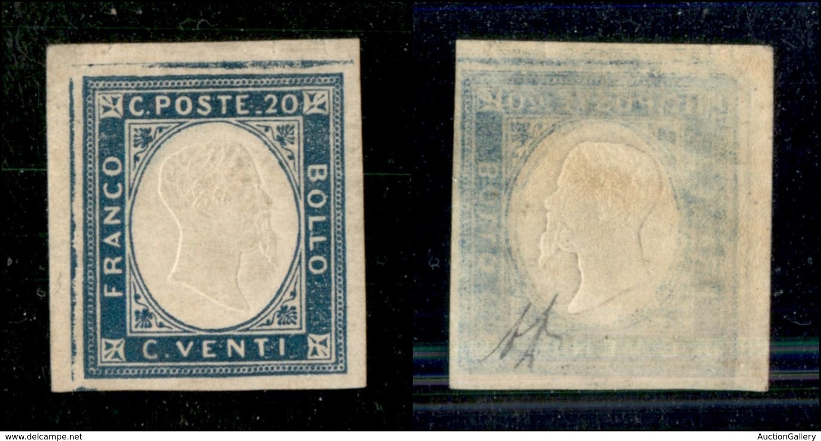 20446 REGNO D'ITALIA - VITTORIO EMANUELE II - 1861 - Non Emessi - 20 Cent (3) Angolo Di Foglio (pos.1) - Nuovo Con Gomma - Altri & Non Classificati