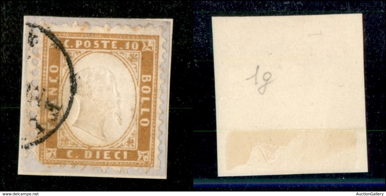 20461 REGNO D'ITALIA - VITTORIO EMANUELE II - 1862 - 10 Cent (1g) Bordo Foglio Su Frammento - Angolo Inferiore Sinistro  - Autres & Non Classés