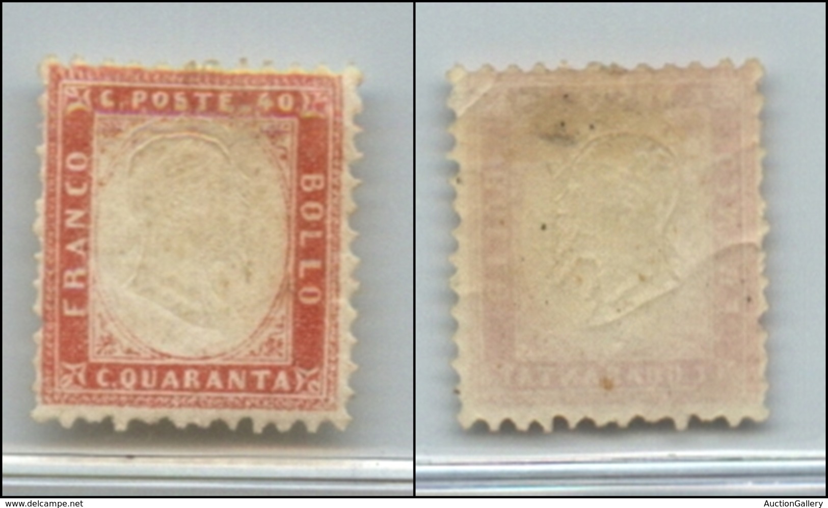 20484 REGNO D'ITALIA - VITTORIO EMANUELE II - 1862 - 40 Cent Rosa (3d) Doppia Effige - Senza Gomma (350) - Andere & Zonder Classificatie