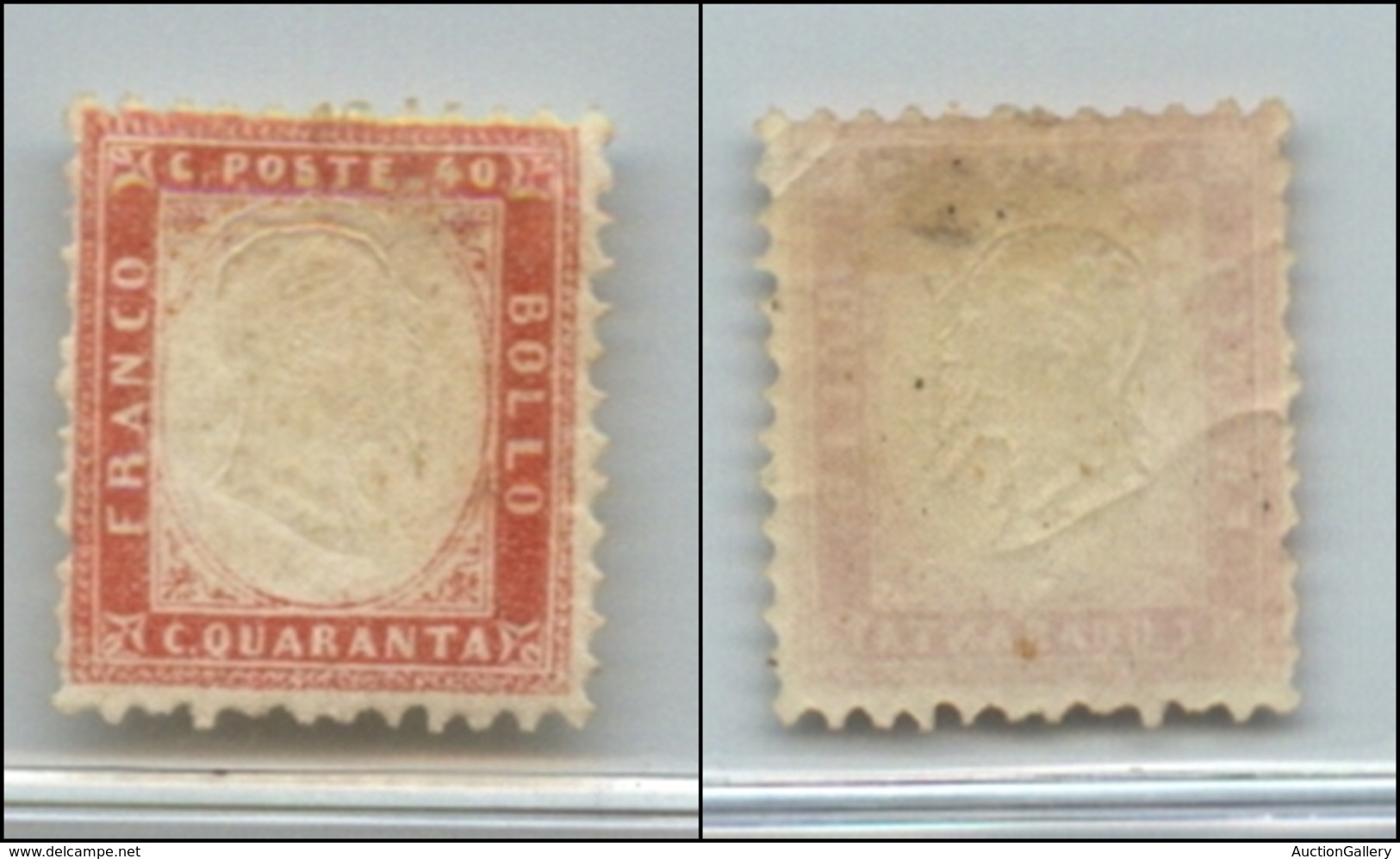 20484 REGNO D'ITALIA - VITTORIO EMANUELE II - 1862 - 40 Cent Rosa (3d) Doppia Effige - Senza Gomma (350) - Autres & Non Classés